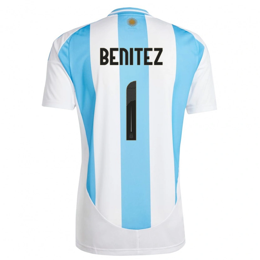 Danxen Børn Argentina Walter Benítez #1 Hvid Blå Hjemmebane Spillertrøjer 24-26 Trøje T-Shirt