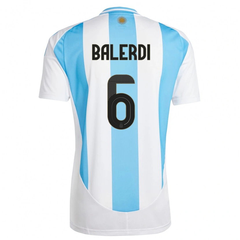 Danxen Børn Argentina Leonardo Balerdi #6 Hvid Blå Hjemmebane Spillertrøjer 24-26 Trøje T-Shirt