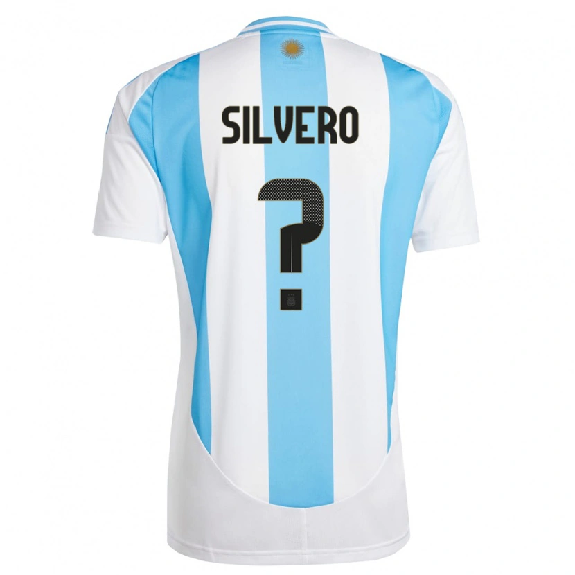 Danxen Børn Argentina Thiago Silvero #0 Hvid Blå Hjemmebane Spillertrøjer 24-26 Trøje T-Shirt