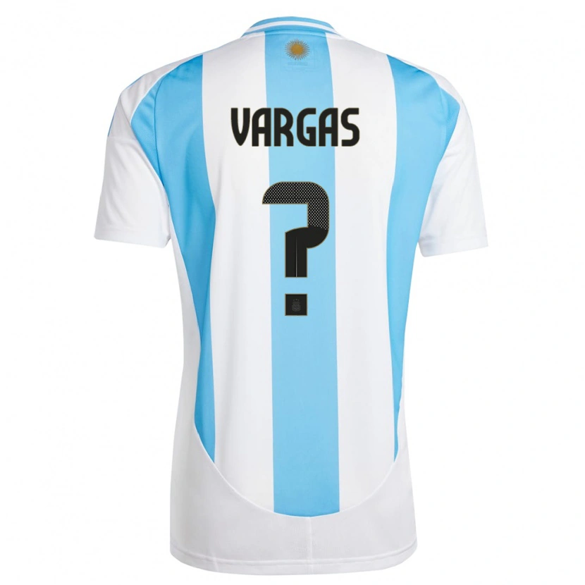 Danxen Børn Argentina Lautaro Vargas #0 Hvid Blå Hjemmebane Spillertrøjer 24-26 Trøje T-Shirt