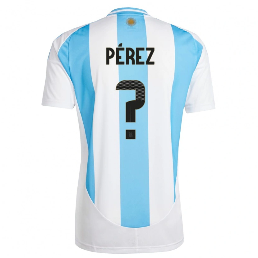 Danxen Børn Argentina Tomás Pérez #0 Hvid Blå Hjemmebane Spillertrøjer 24-26 Trøje T-Shirt