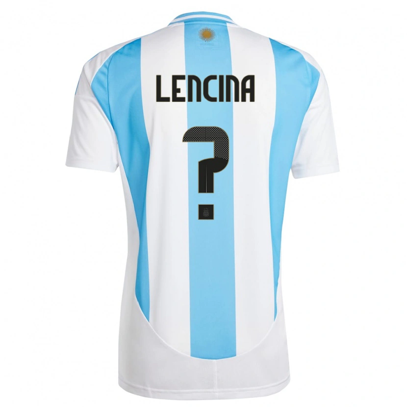 Danxen Børn Argentina Santiago Lencina #0 Hvid Blå Hjemmebane Spillertrøjer 24-26 Trøje T-Shirt