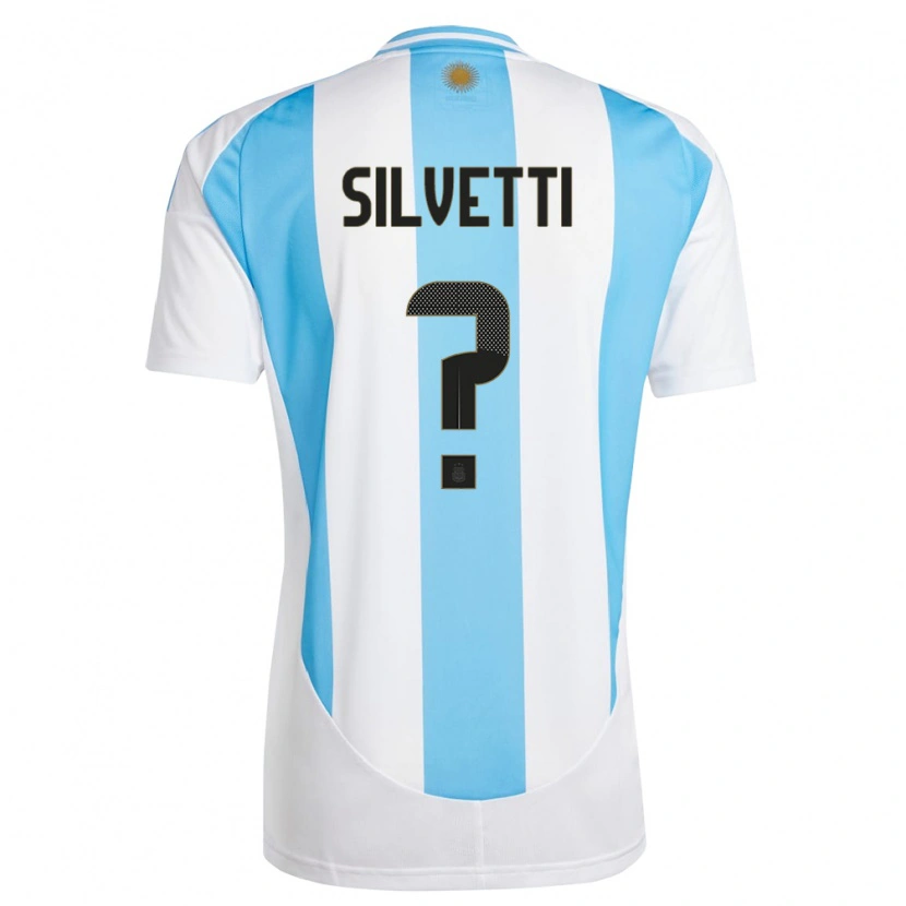 Danxen Børn Argentina Mateo Silvetti #0 Hvid Blå Hjemmebane Spillertrøjer 24-26 Trøje T-Shirt