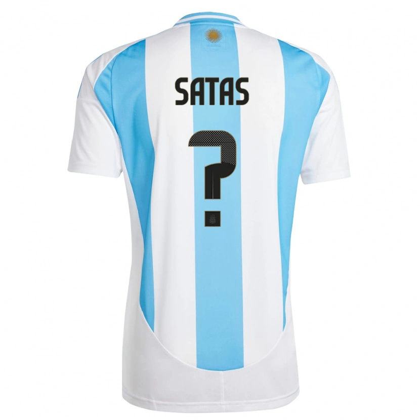 Danxen Børn Argentina Matías Satas #0 Hvid Blå Hjemmebane Spillertrøjer 24-26 Trøje T-Shirt