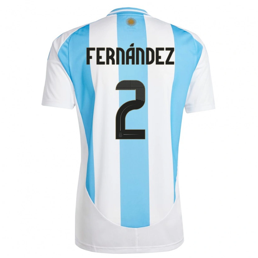 Danxen Børn Argentina Damián Fernández #2 Hvid Blå Hjemmebane Spillertrøjer 24-26 Trøje T-Shirt