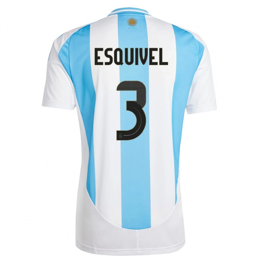 Danxen Børn Argentina Lucas Esquivel #3 Hvid Blå Hjemmebane Spillertrøjer 24-26 Trøje T-Shirt