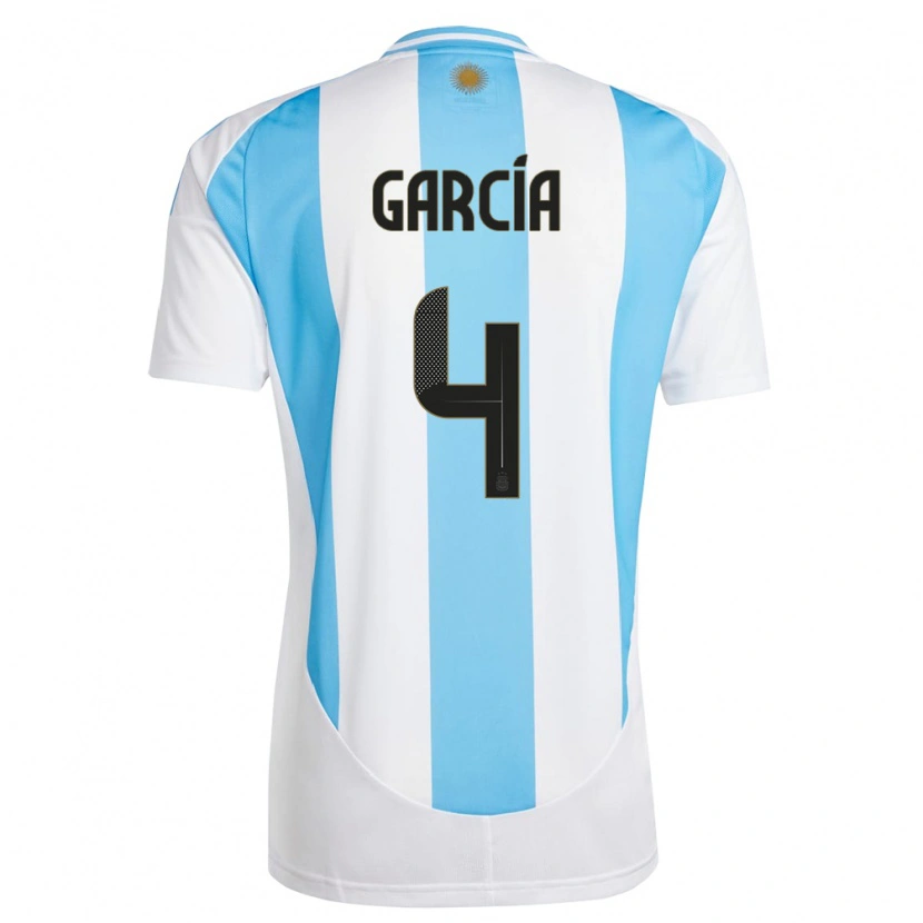 Danxen Børn Argentina Joaquín García #4 Hvid Blå Hjemmebane Spillertrøjer 24-26 Trøje T-Shirt