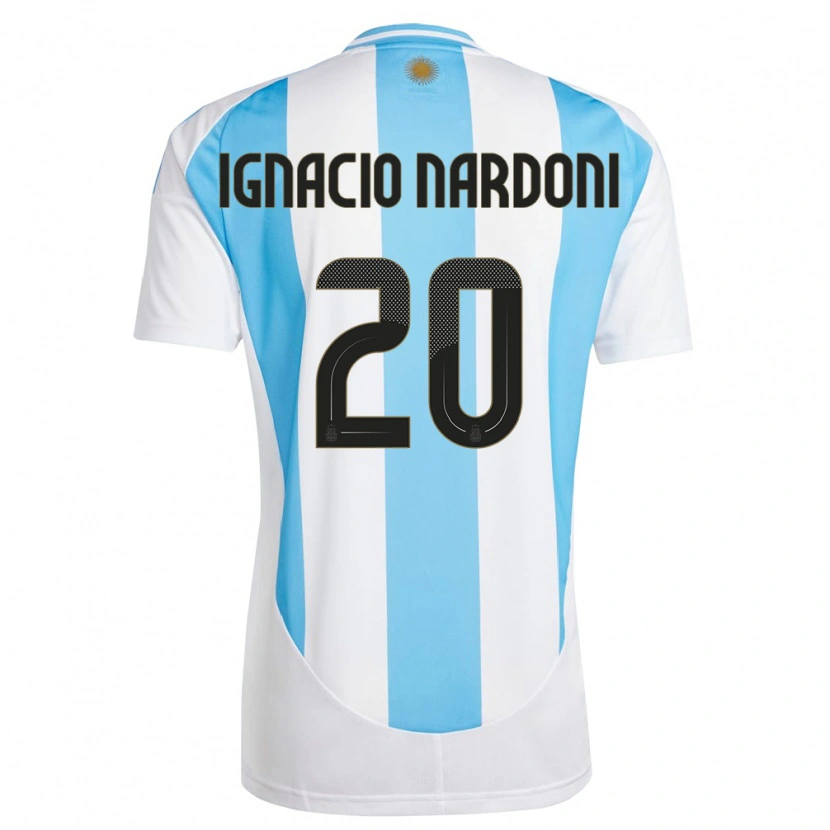 Danxen Børn Argentina Juan Ignacio Nardoni #20 Hvid Blå Hjemmebane Spillertrøjer 24-26 Trøje T-Shirt