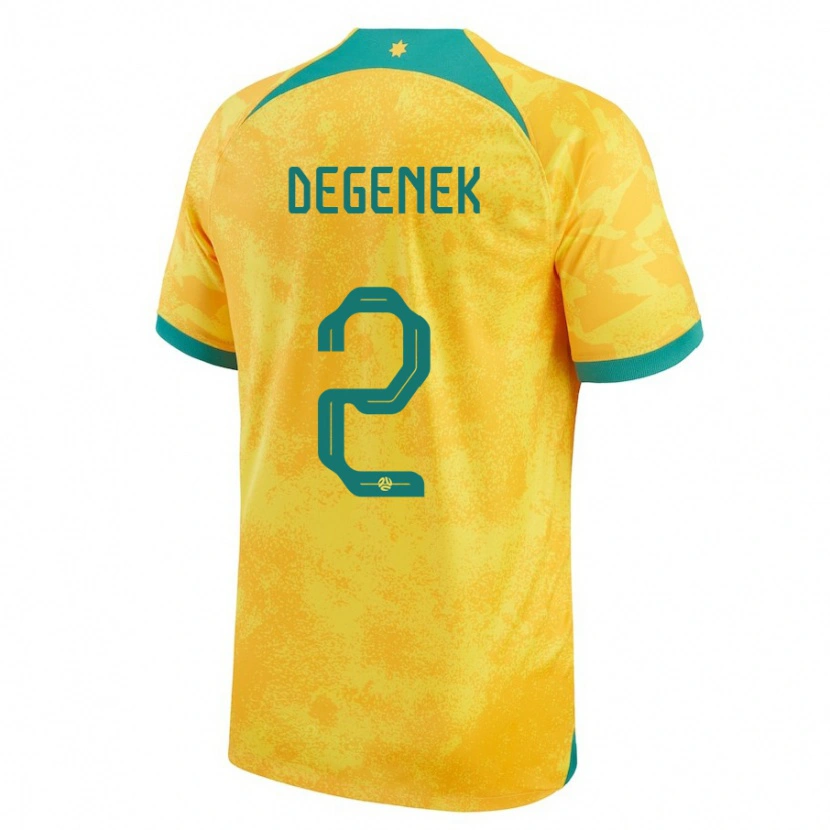 Danxen Børn Australien Milos Degenek #2 Gylden Hjemmebane Spillertrøjer 24-26 Trøje T-Shirt