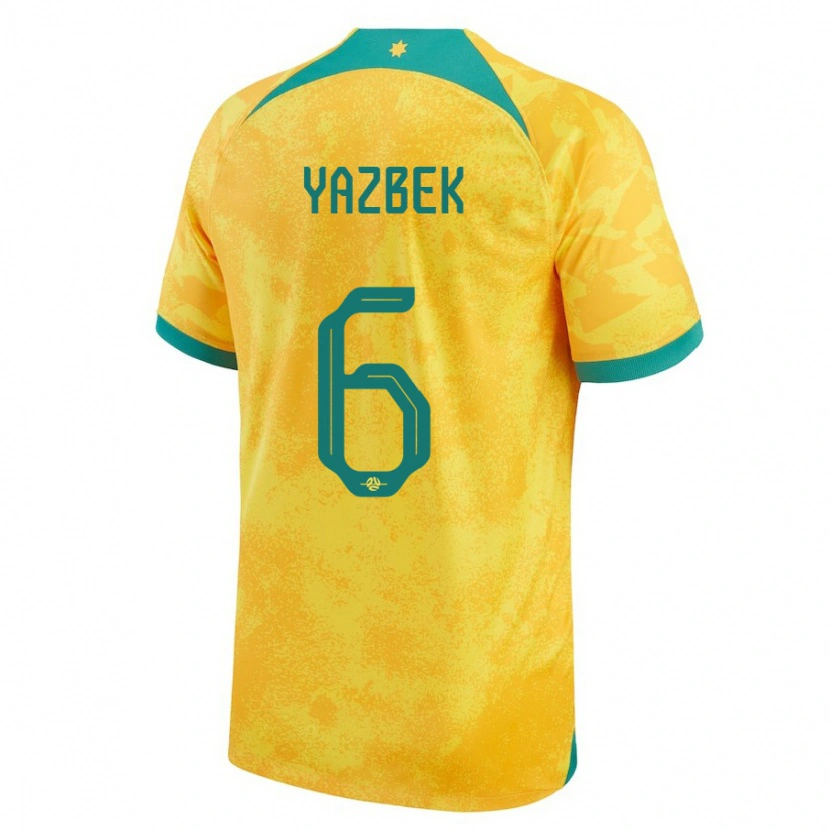 Danxen Børn Australien Patrick Yazbek #6 Gylden Hjemmebane Spillertrøjer 24-26 Trøje T-Shirt