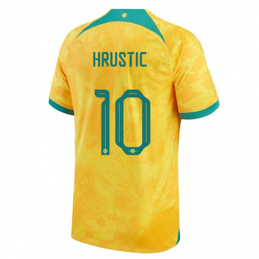 Danxen Børn Australien Ajdin Hrustić #10 Gylden Hjemmebane Spillertrøjer 24-26 Trøje T-Shirt