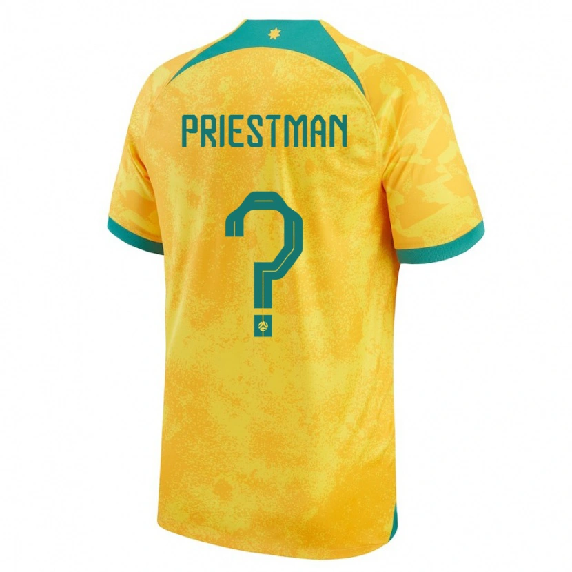 Danxen Børn Australien Oscar Priestman #0 Gylden Hjemmebane Spillertrøjer 24-26 Trøje T-Shirt