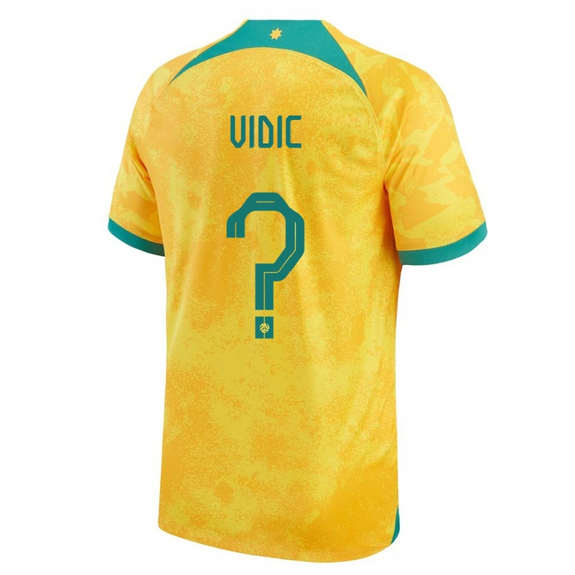 Danxen Børn Australien Justin Vidic #0 Gylden Hjemmebane Spillertrøjer 24-26 Trøje T-Shirt