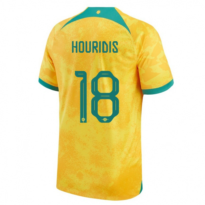 Danxen Børn Australien James Houridis #18 Gylden Hjemmebane Spillertrøjer 24-26 Trøje T-Shirt