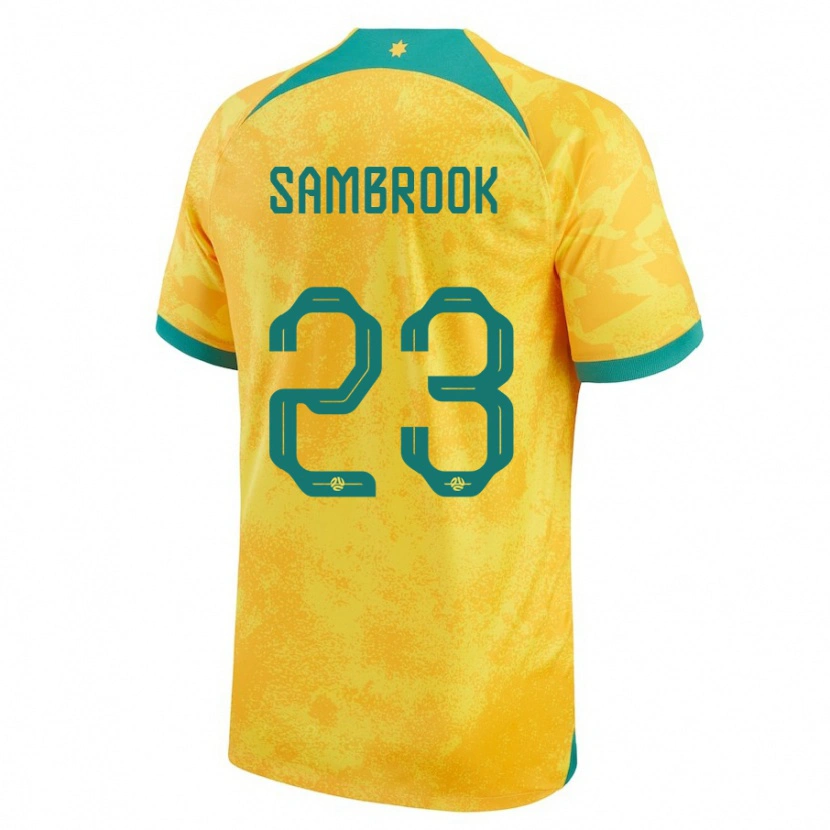 Danxen Børn Australien Logan Sambrook #23 Gylden Hjemmebane Spillertrøjer 24-26 Trøje T-Shirt