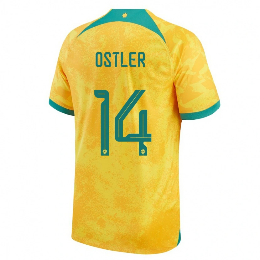 Danxen Børn Australien Trent Ostler #14 Gylden Hjemmebane Spillertrøjer 24-26 Trøje T-Shirt