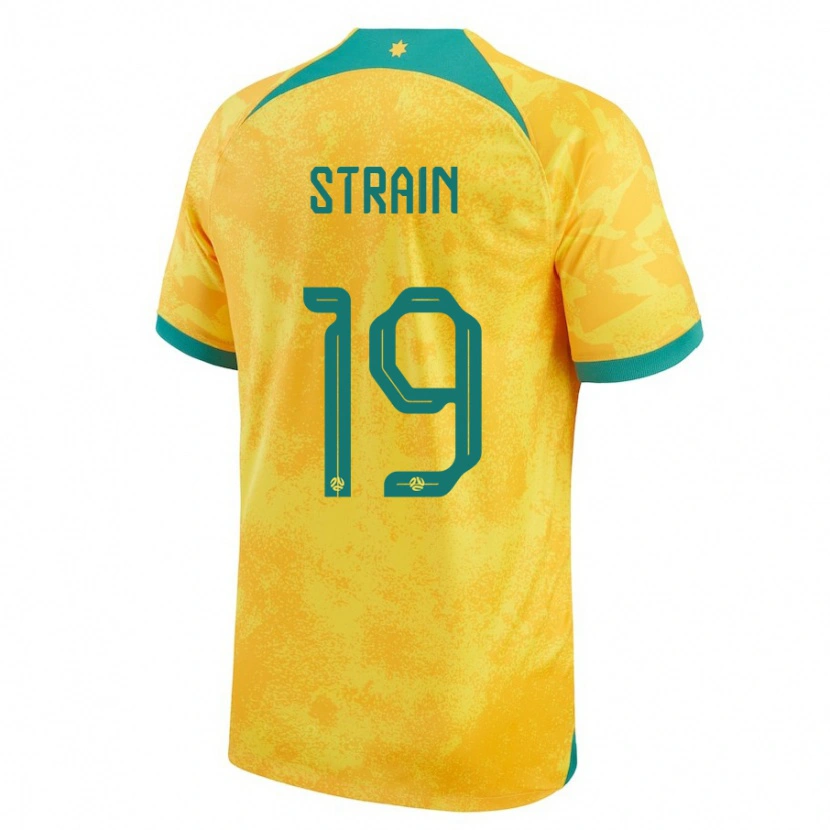 Danxen Børn Australien Ryan Strain #19 Gylden Hjemmebane Spillertrøjer 24-26 Trøje T-Shirt