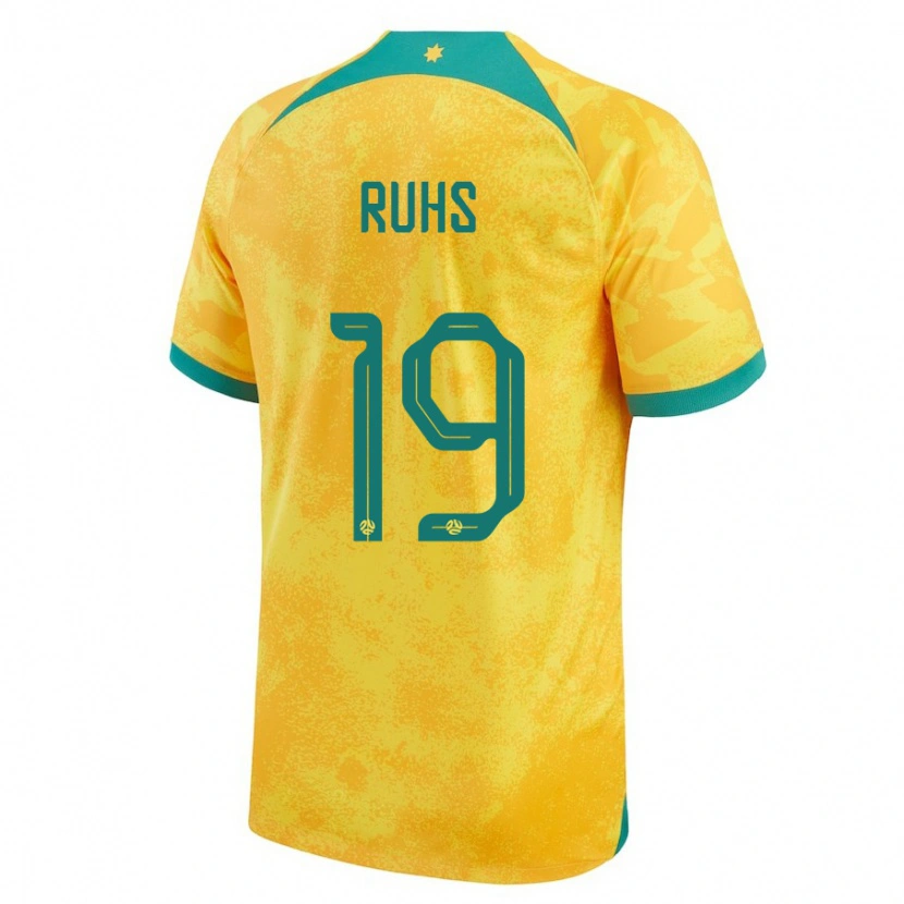 Danxen Børn Australien Michael Ruhs #19 Gylden Hjemmebane Spillertrøjer 24-26 Trøje T-Shirt