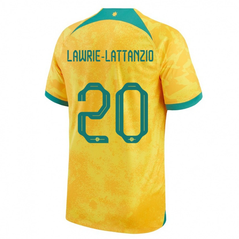 Danxen Børn Australien Luis Lawrie Lattanzio #20 Gylden Hjemmebane Spillertrøjer 24-26 Trøje T-Shirt