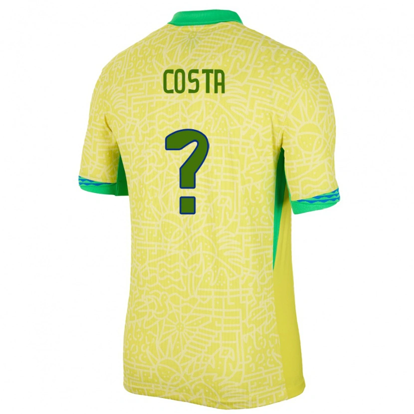 Danxen Børn Brasilien Otávio Costa #0 Gul Hjemmebane Spillertrøjer 24-26 Trøje T-Shirt