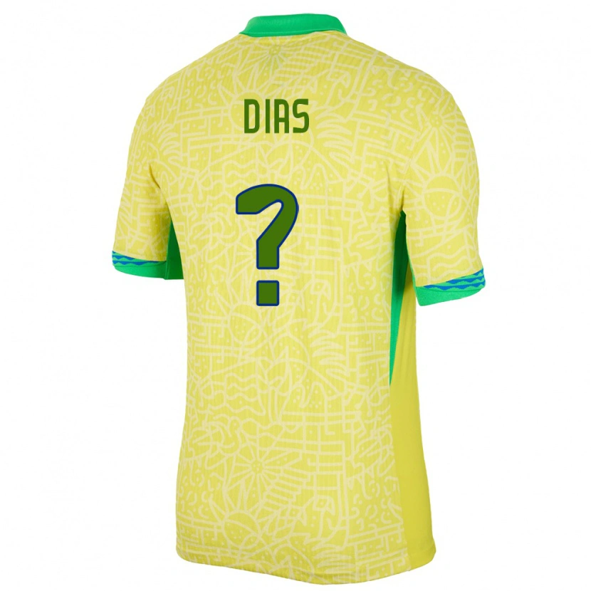 Danxen Børn Brasilien Arthur Dias #0 Gul Hjemmebane Spillertrøjer 24-26 Trøje T-Shirt