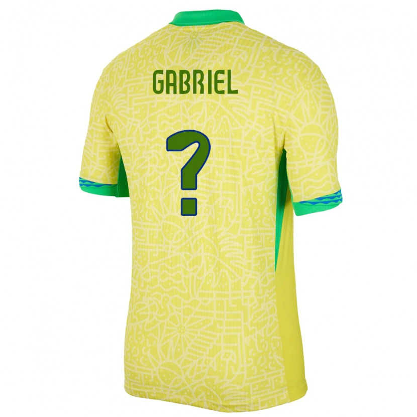 Danxen Børn Brasilien Arthur Gabriel #0 Gul Hjemmebane Spillertrøjer 24-26 Trøje T-Shirt