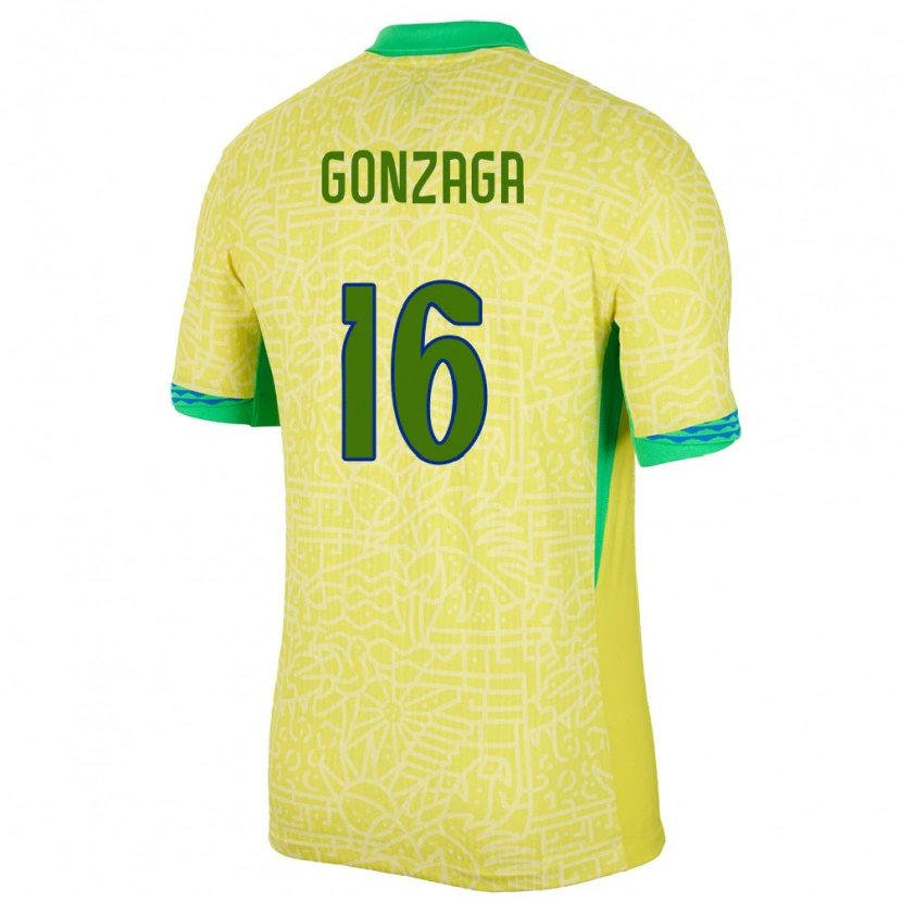 Danxen Børn Brasilien Rafael Gonzaga #16 Gul Hjemmebane Spillertrøjer 24-26 Trøje T-Shirt