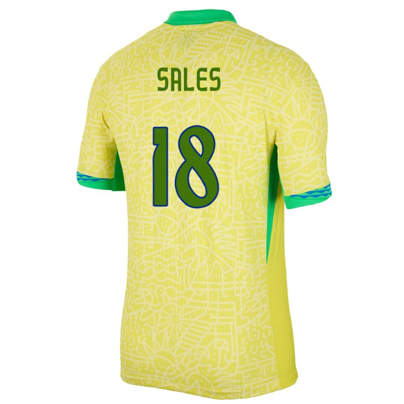 Danxen Børn Brasilien Ruan Sales #18 Gul Hjemmebane Spillertrøjer 24-26 Trøje T-Shirt