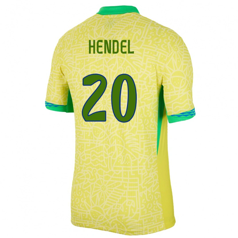 Danxen Børn Brasilien Hendel #20 Gul Hjemmebane Spillertrøjer 24-26 Trøje T-Shirt