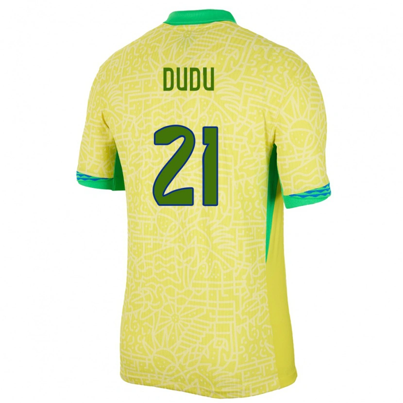 Danxen Børn Brasilien Dudu #21 Gul Hjemmebane Spillertrøjer 24-26 Trøje T-Shirt