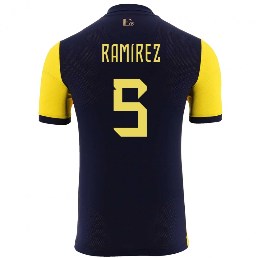 Danxen Børn Ecuador Cristian Ramírez #5 Gul Hjemmebane Spillertrøjer 24-26 Trøje T-Shirt