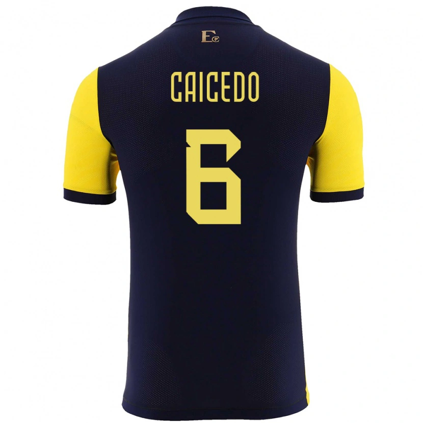 Danxen Børn Ecuador Fricio Caicedo #6 Gul Hjemmebane Spillertrøjer 24-26 Trøje T-Shirt