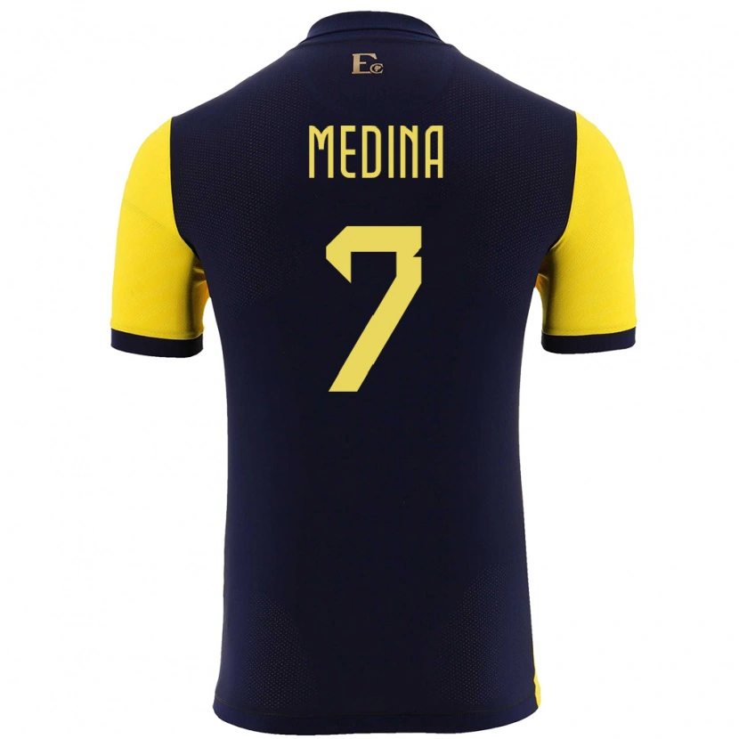 Danxen Børn Ecuador Yaimar Medina #7 Gul Hjemmebane Spillertrøjer 24-26 Trøje T-Shirt