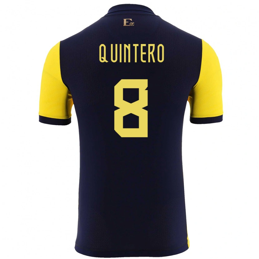 Danxen Børn Ecuador Hólger Quintero #8 Gul Hjemmebane Spillertrøjer 24-26 Trøje T-Shirt