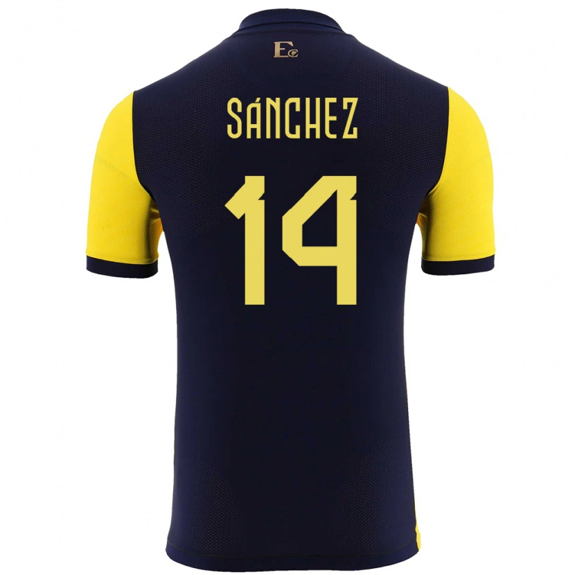 Danxen Børn Ecuador Carlos Sánchez #14 Gul Hjemmebane Spillertrøjer 24-26 Trøje T-Shirt