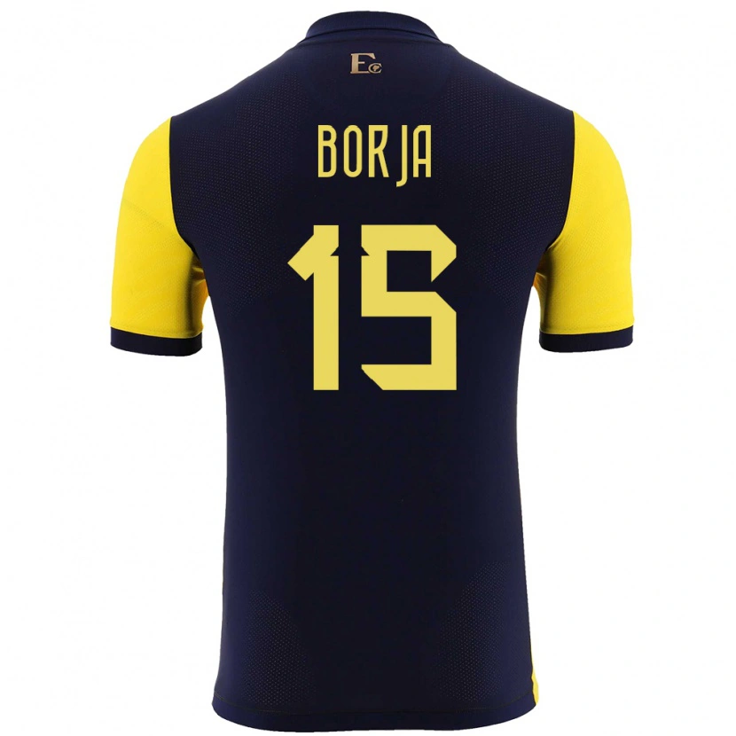 Danxen Børn Ecuador Ronny Borja #15 Gul Hjemmebane Spillertrøjer 24-26 Trøje T-Shirt