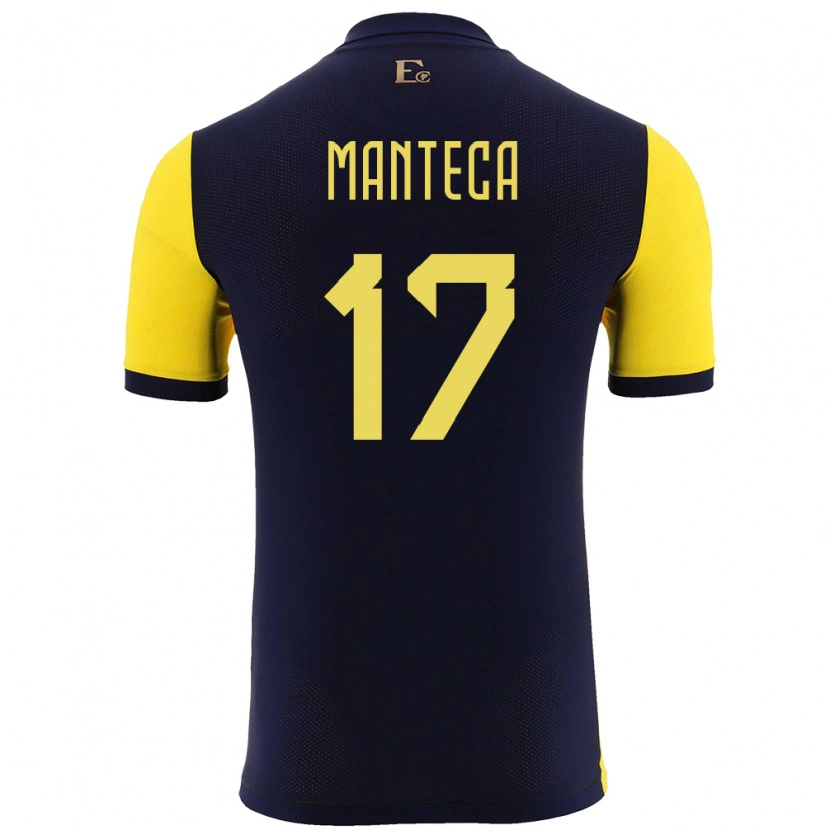 Danxen Børn Ecuador Demcy Manteca #17 Gul Hjemmebane Spillertrøjer 24-26 Trøje T-Shirt