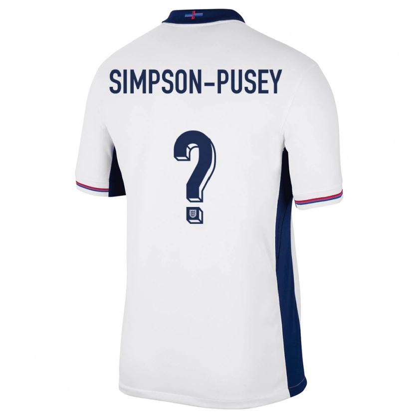 Danxen Børn England Jahmai Simpson-Pusey #0 Hvid Hjemmebane Spillertrøjer 24-26 Trøje T-Shirt