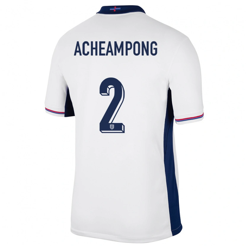 Danxen Børn England Josh Acheampong #2 Hvid Hjemmebane Spillertrøjer 24-26 Trøje T-Shirt