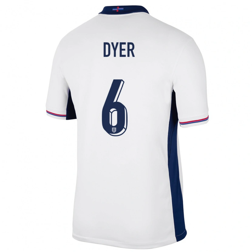 Danxen Børn England Kiano Dyer #6 Hvid Hjemmebane Spillertrøjer 24-26 Trøje T-Shirt