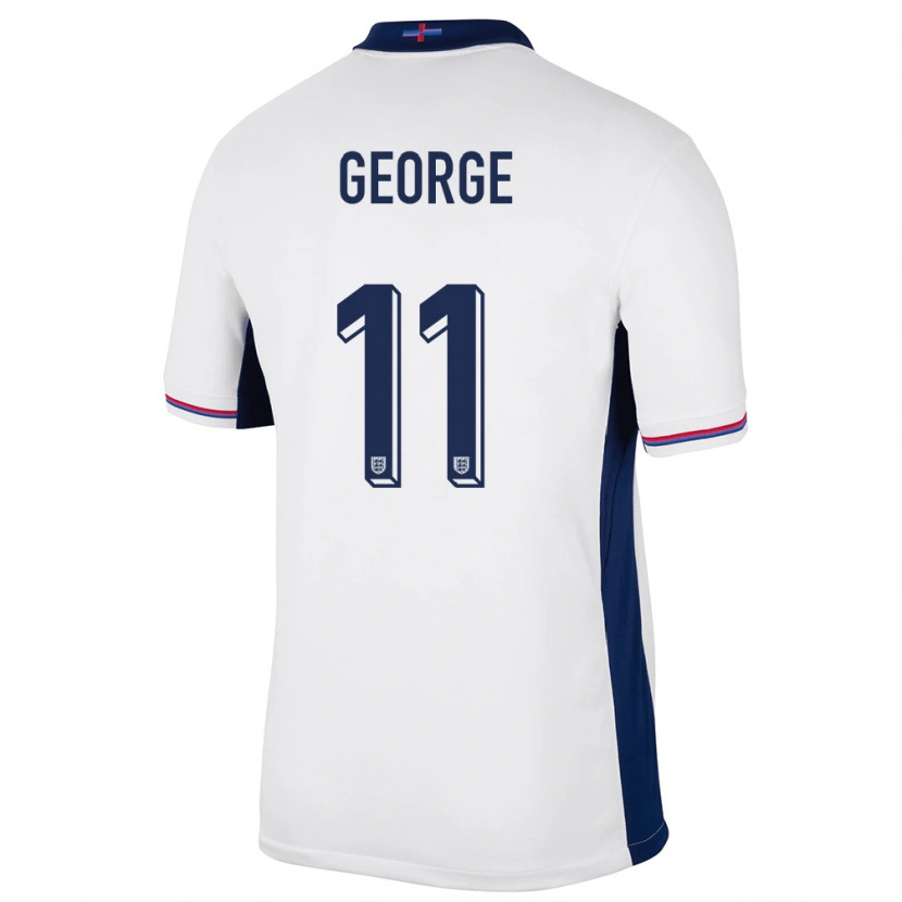 Danxen Børn England Tyrique George #11 Hvid Hjemmebane Spillertrøjer 24-26 Trøje T-Shirt