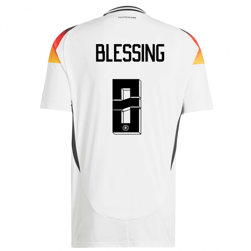 Danxen Børn Tyskland Èlisée Blessing #8 Hvid Hjemmebane Spillertrøjer 24-26 Trøje T-Shirt