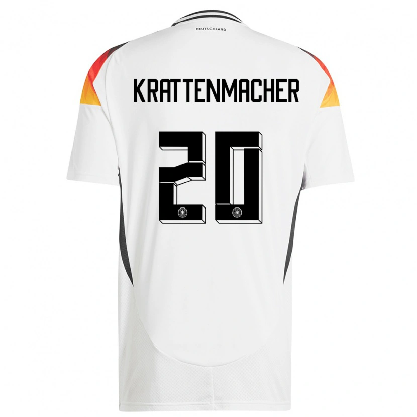 Danxen Børn Tyskland Maurice Krattenmacher #20 Hvid Hjemmebane Spillertrøjer 24-26 Trøje T-Shirt