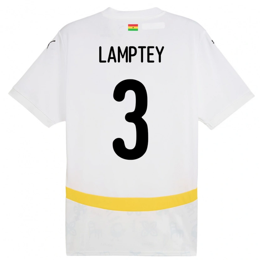 Danxen Børn Ghana Tariq Lamptey #3 Hvid Hjemmebane Spillertrøjer 24-26 Trøje T-Shirt