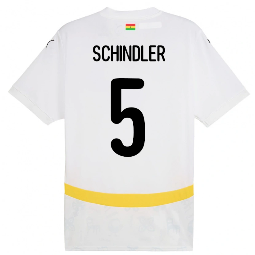 Danxen Børn Ghana Kingsley Schindler #5 Hvid Hjemmebane Spillertrøjer 24-26 Trøje T-Shirt