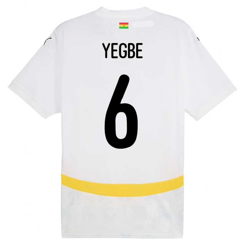 Danxen Børn Ghana Terry Yegbe #6 Hvid Hjemmebane Spillertrøjer 24-26 Trøje T-Shirt