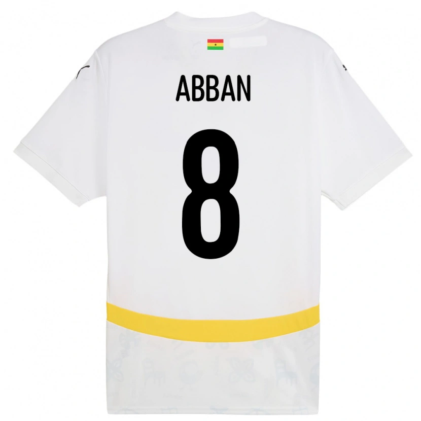 Danxen Børn Ghana Ebenezer Abban #8 Hvid Hjemmebane Spillertrøjer 24-26 Trøje T-Shirt