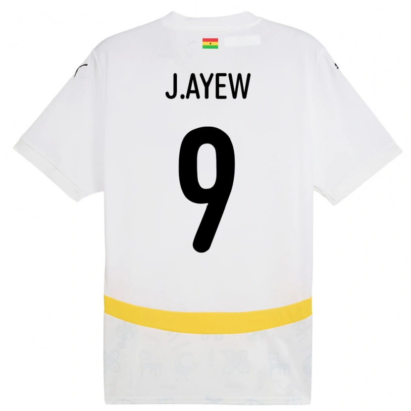 Danxen Børn Ghana Jordan Ayew #9 Hvid Hjemmebane Spillertrøjer 24-26 Trøje T-Shirt