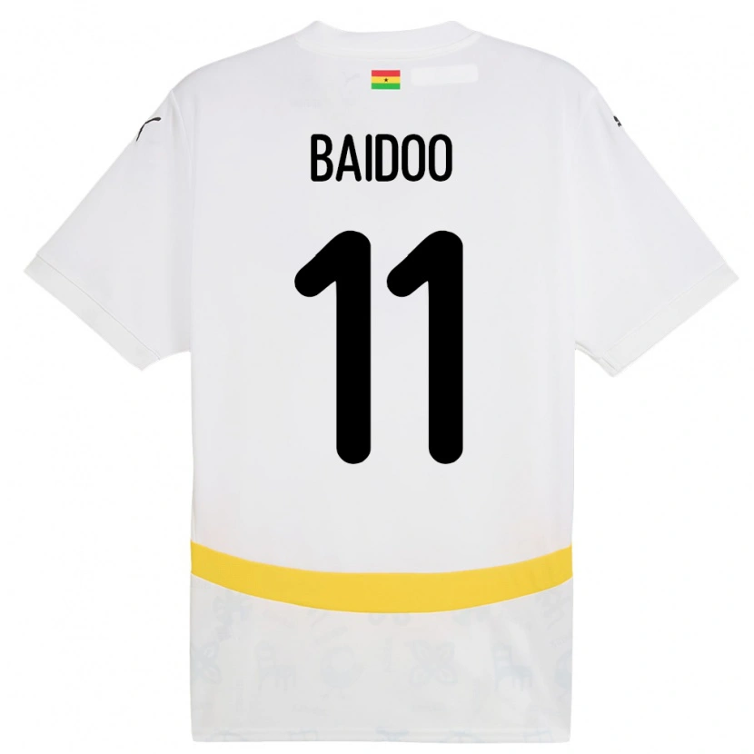 Danxen Børn Ghana Michael Baidoo #11 Hvid Hjemmebane Spillertrøjer 24-26 Trøje T-Shirt