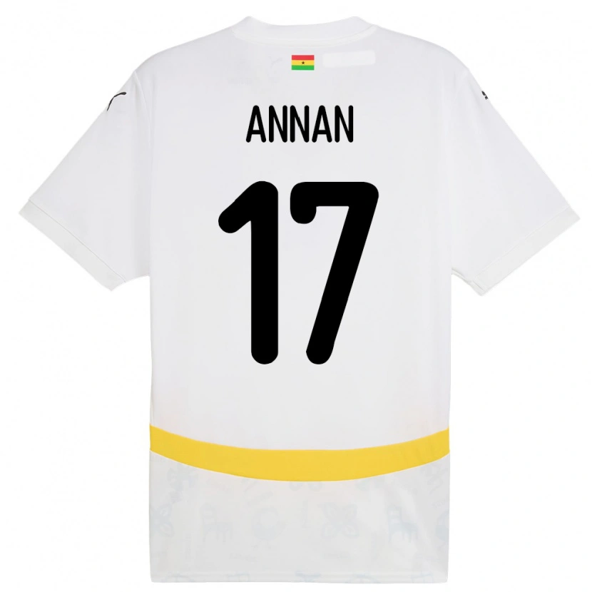 Danxen Børn Ghana Ebenezer Annan #17 Hvid Hjemmebane Spillertrøjer 24-26 Trøje T-Shirt